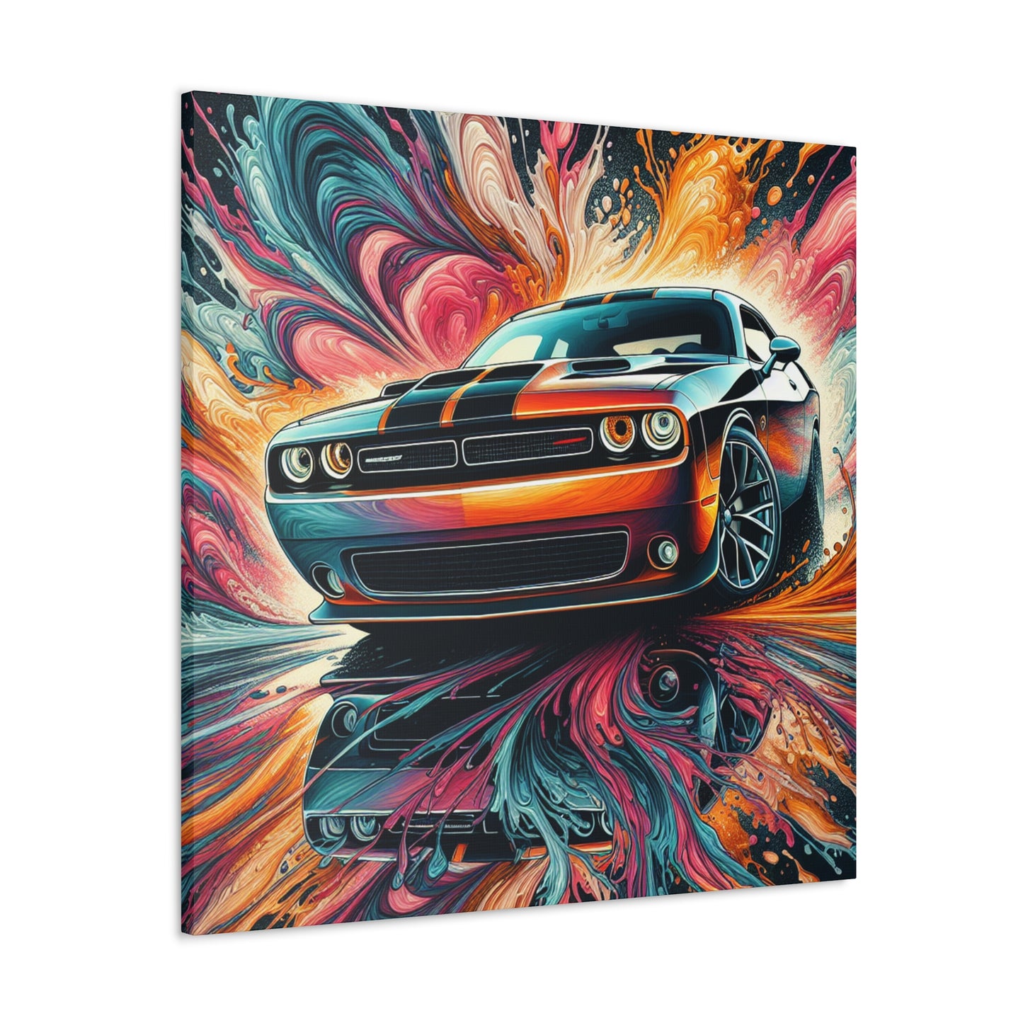 Vintage Dodge Challenger Wall Art, Handmade Car Canva Painting, Automotive Decor, Collector's Item, Must-Have for Car Enthusiasts, Home Decor