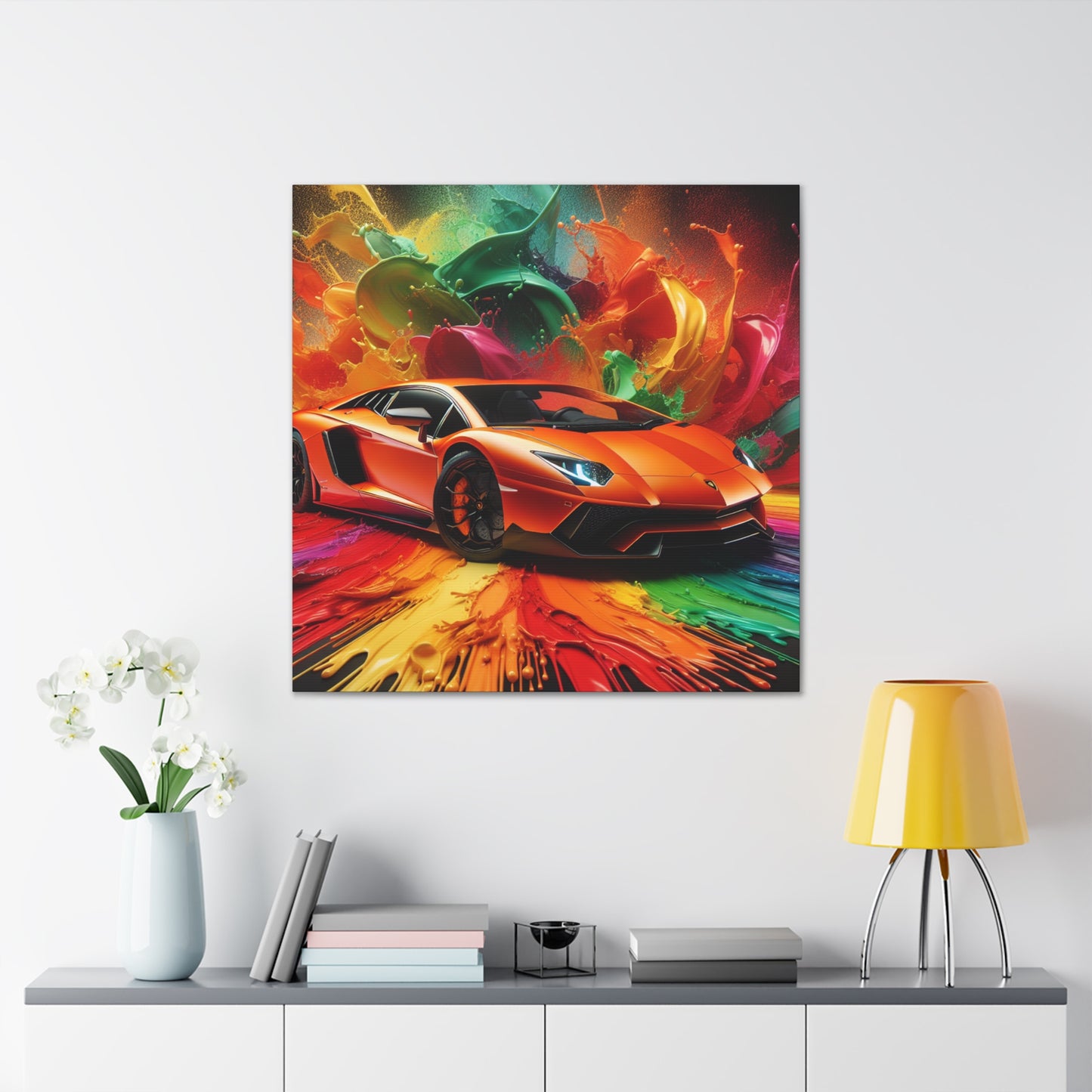 Lamborghini Aventador Canva Painting - Wall Art for Car Lovers and Auto Enthusiasts, Luxury Sports Car Home Decor