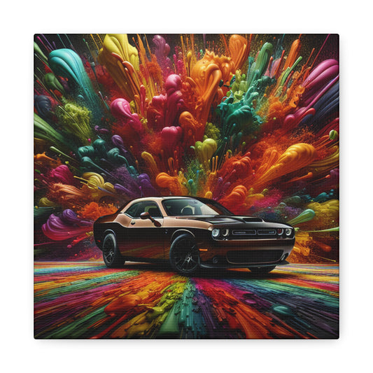 Dodge Challenger Car Wall Art, Modern Automotive Canva Painting, Home Decor, Large Canvas Garage Artwork, Perfect Gift for Car Enthusiasts