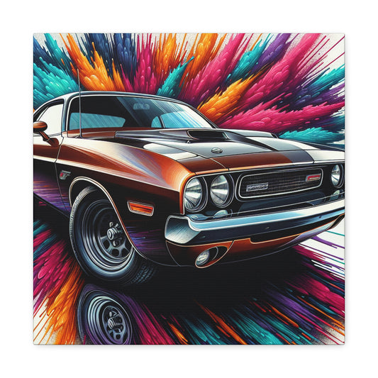 Dodge Challenger Wall Art - Handmade Canva Painting - Race Car Decor - Automotive Gifts for Men - Unique Home and Office Decoration