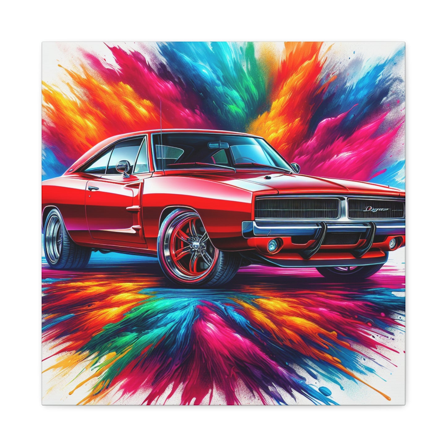 Dodge Charger Wall Art, Car Canva Painting, Automotive Decor, Unique Gift for Auto Enthusiast, Collector's Favorite, Muscle Car