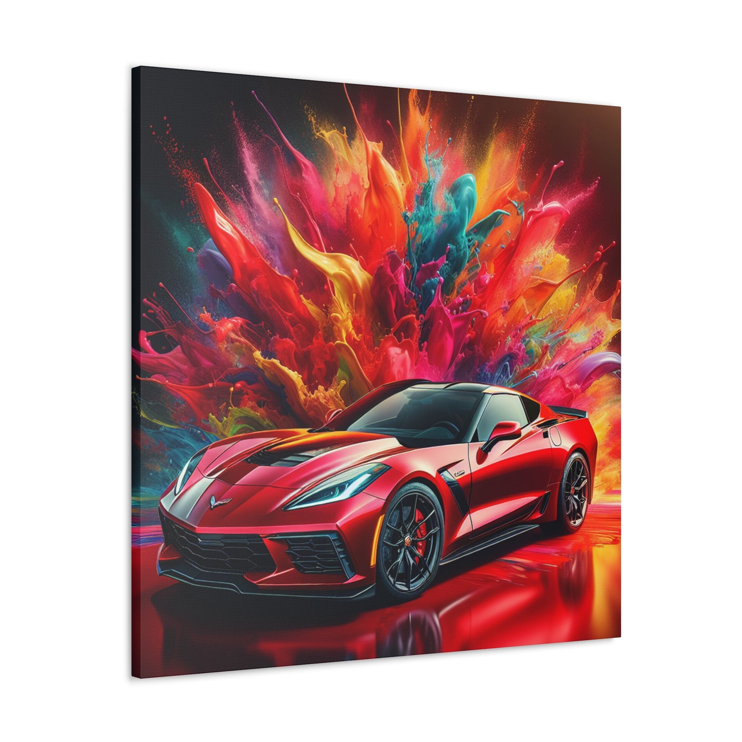 Chevrolet Corvette Canva Painting - Handmade Wall Art, Unique Car Themed Decor, Perfect Gift for Car Enthusiasts and Collectors