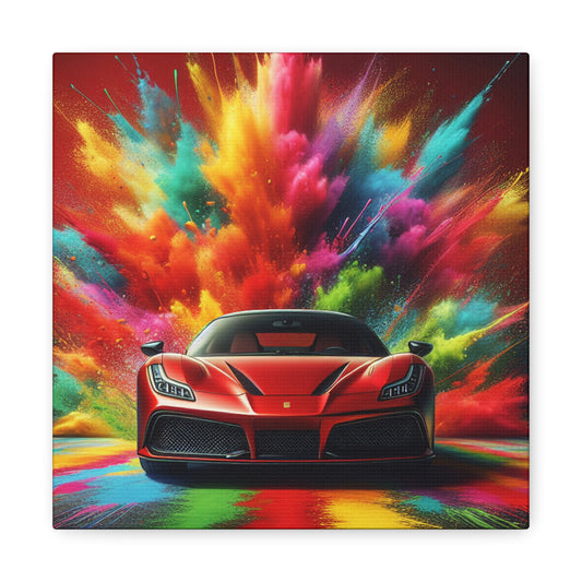 Ferrari Canva Art Print, Handmade Wall Decor, Luxury Sports Car Painting, Perfect Gift for Automotive Enthusiasts and Art Collectors