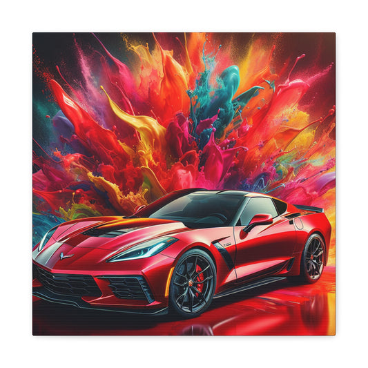 Chevrolet Corvette Canva Painting - Handmade Wall Art, Unique Car Themed Decor, Perfect Gift for Car Enthusiasts and Collectors