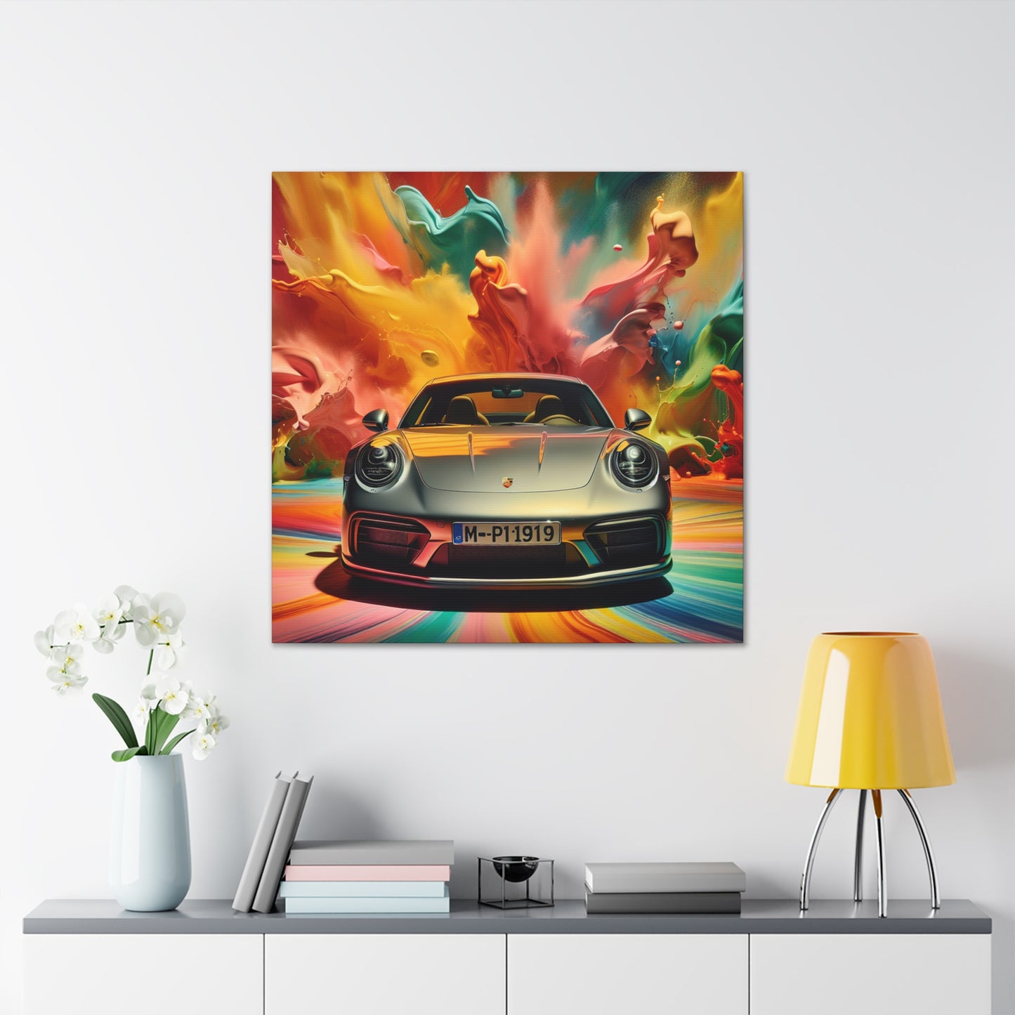 Porsche 911 Canva Painting, Sports Car Wall Art, Luxury Garage Decor, Auto Enthusiast Gift, Home Decoration, High Quality Print