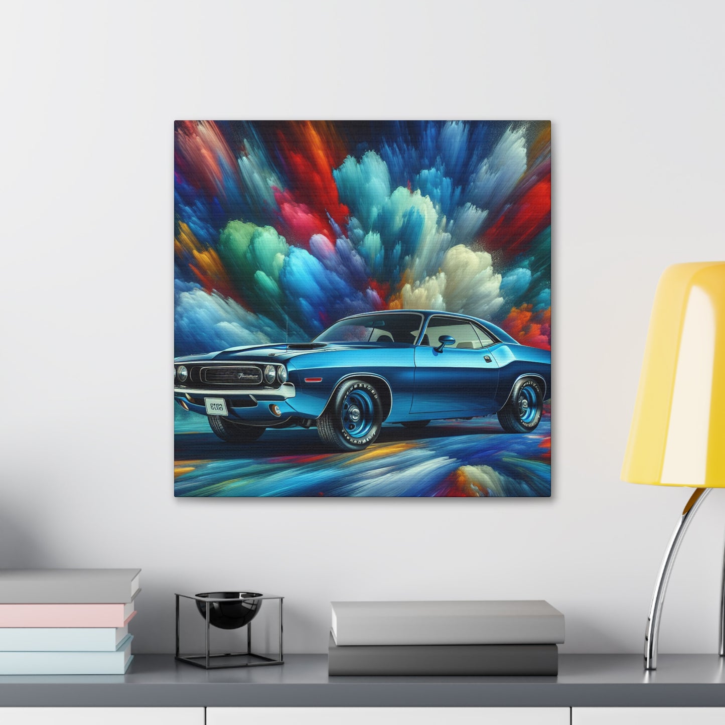 Dodge Challenger Wall Art, Car Themed Home Decor, High Quality Canva Painting, Classic Car Enthusiast Gift, Modern Garage Artwork