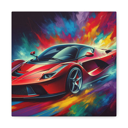 Ferrari Car Wall Canvas Painting - Hand-painted Luxury Sports Car Artwork for Home Decor, Unique Gift for Car Enthusiasts and Collectors