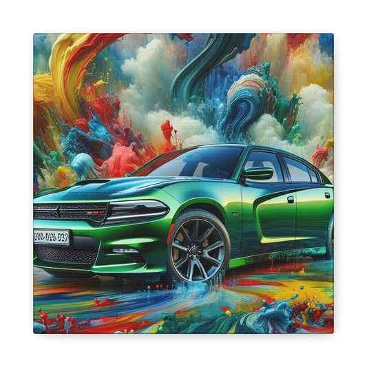 Dodge Charger Canva Art - Muscle Car Wall Decor, Automotive Enthusiast Gift, Unique Canvas Painting, Classic Car Lover Home Decoration