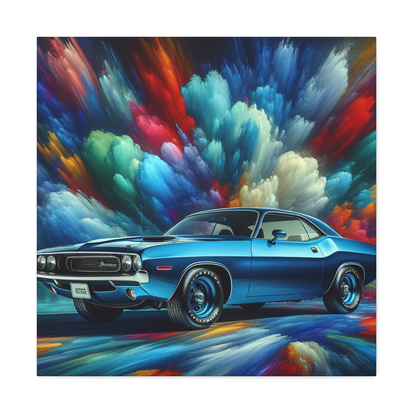 Dodge Challenger Wall Art, Car Themed Home Decor, High Quality Canva Painting, Classic Car Enthusiast Gift, Modern Garage Artwork