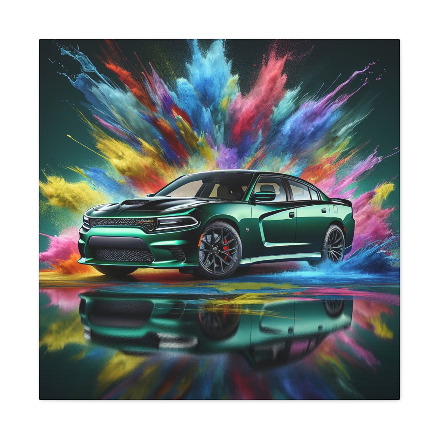 Vintage Dodge Charger Car Canva Painting - Classic Automobile Wall Art for Garage, Car Enthusiast Gift, Home Decor