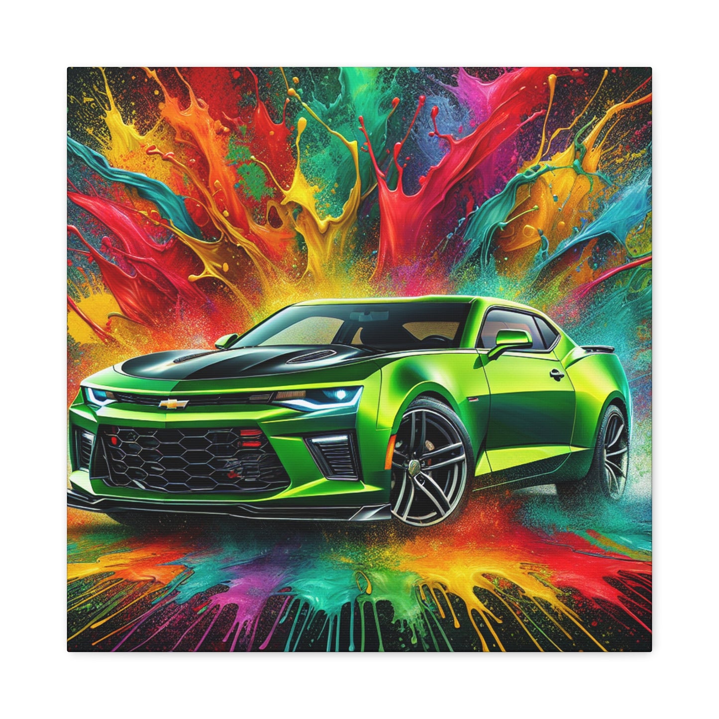 Chevrolet Camaro Artwork - Canva Painting, Wall Decor, Vintage Car Prints, Automotive Decor, Classic Car Lover - Ideal Gift for Car Enthusiasts