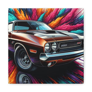 Dodge Challenger Wall Art - Handmade Canva Painting - Race Car Decor - Automotive Gifts for Men - Unique Home and Office Decoration