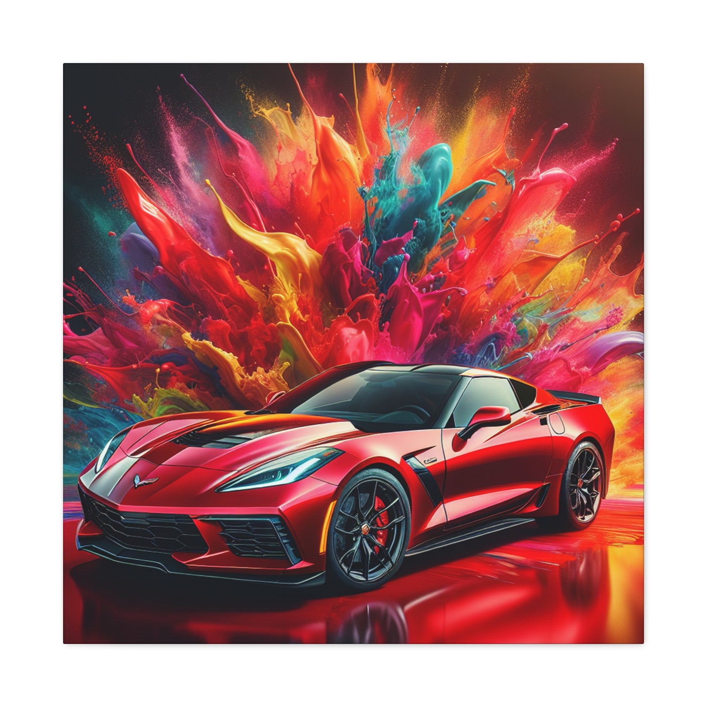 Chevrolet Corvette Canva Painting - Handmade Wall Art, Unique Car Themed Decor, Perfect Gift for Car Enthusiasts and Collectors