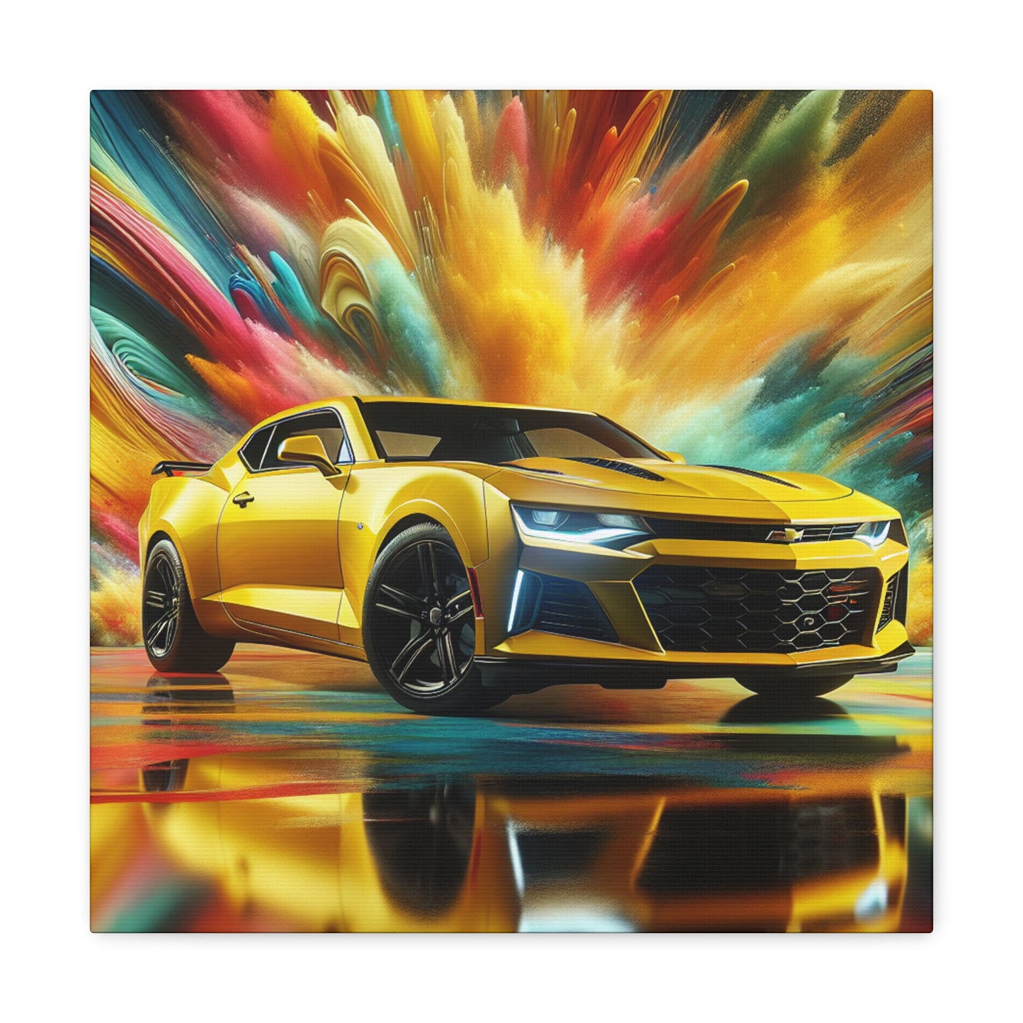 Chevrolet Camaro Wall Art Canva Painting - Classic Car, Automobile Decor, Unique Handmade Gift for Car Lovers and Enthusiasts