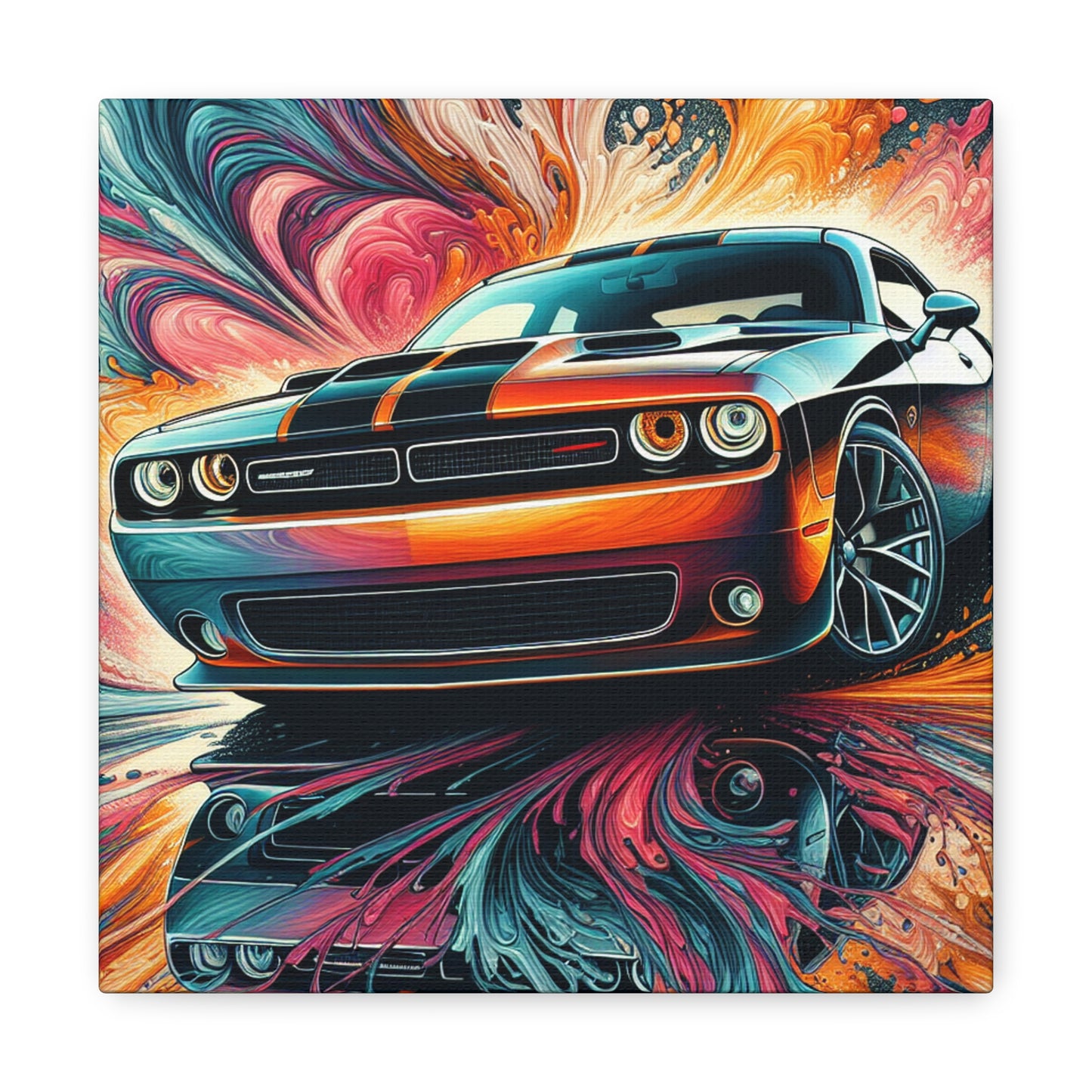 Vintage Dodge Challenger Wall Art, Handmade Car Canva Painting, Automotive Decor, Collector's Item, Must-Have for Car Enthusiasts, Home Decor