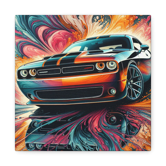 Vintage Dodge Challenger Wall Art, Handmade Car Canva Painting, Automotive Decor, Collector's Item, Must-Have for Car Enthusiasts, Home Decor