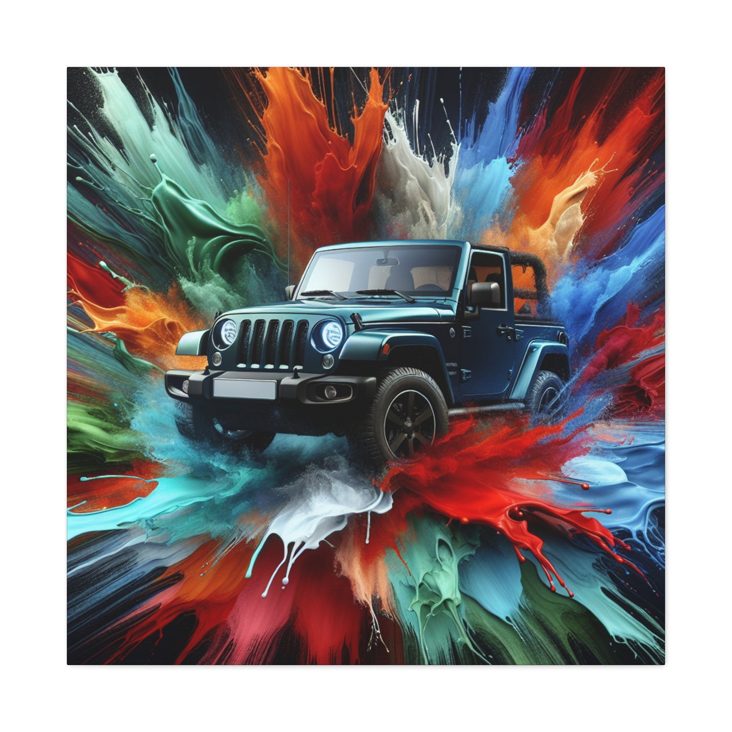 Jeep Wrangler Wall Art - Canva Painting, Car Artwork, Off-Road Vehicle Decor, Vintage Style Gift for Jeep Enthusiasts and Home Decoration