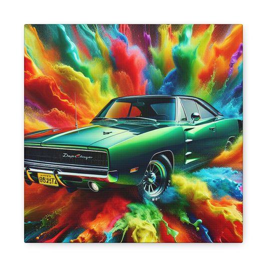 Dodge Charger Canva Wall Art - Hand-Painted Luxury Car Canvas Painting - Perfect Gift for Auto Enthusiasts and Collectors