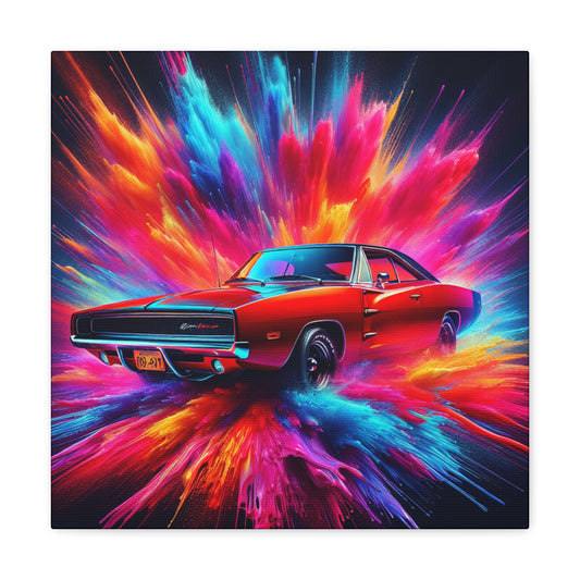 Dodge Charger Wall Art - Vintage Style Car Canva, Perfect for Man Cave, Gift for Car Enthusiasts and Classic Car Lover