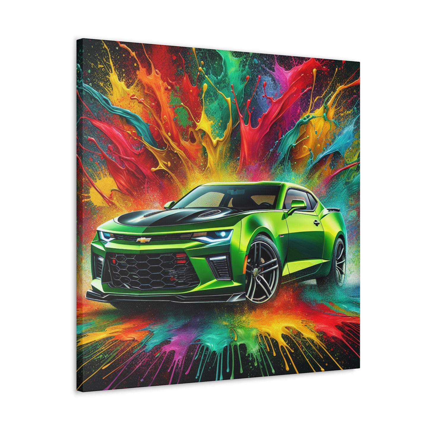 Chevrolet Camaro Artwork - Canva Painting, Wall Decor, Vintage Car Prints, Automotive Decor, Classic Car Lover - Ideal Gift for Car Enthusiasts