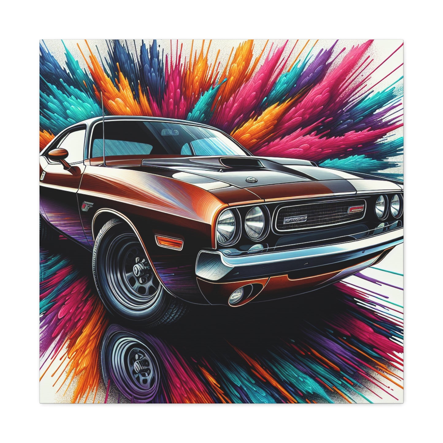 Dodge Challenger Wall Art - Handmade Canva Painting - Race Car Decor - Automotive Gifts for Men - Unique Home and Office Decoration