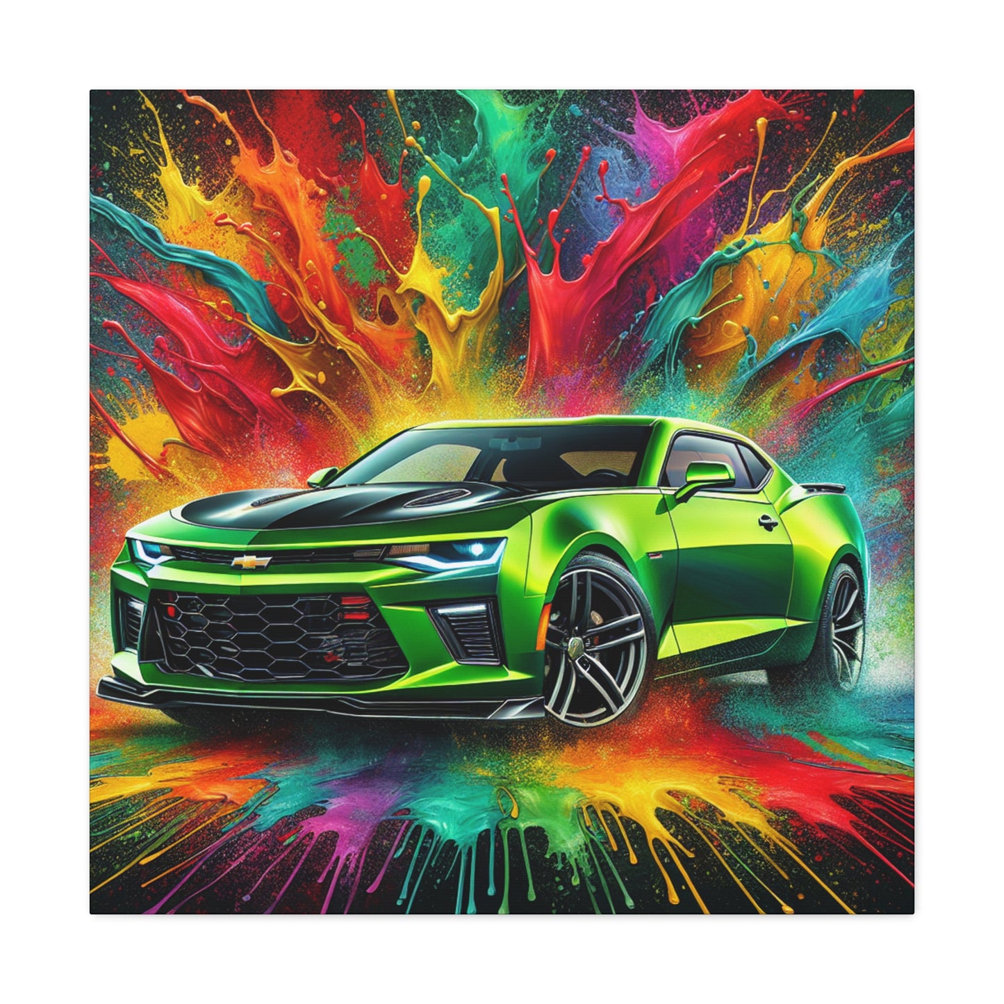 Chevrolet Camaro Artwork - Canva Painting, Wall Decor, Vintage Car Prints, Automotive Decor, Classic Car Lover - Ideal Gift for Car Enthusiasts