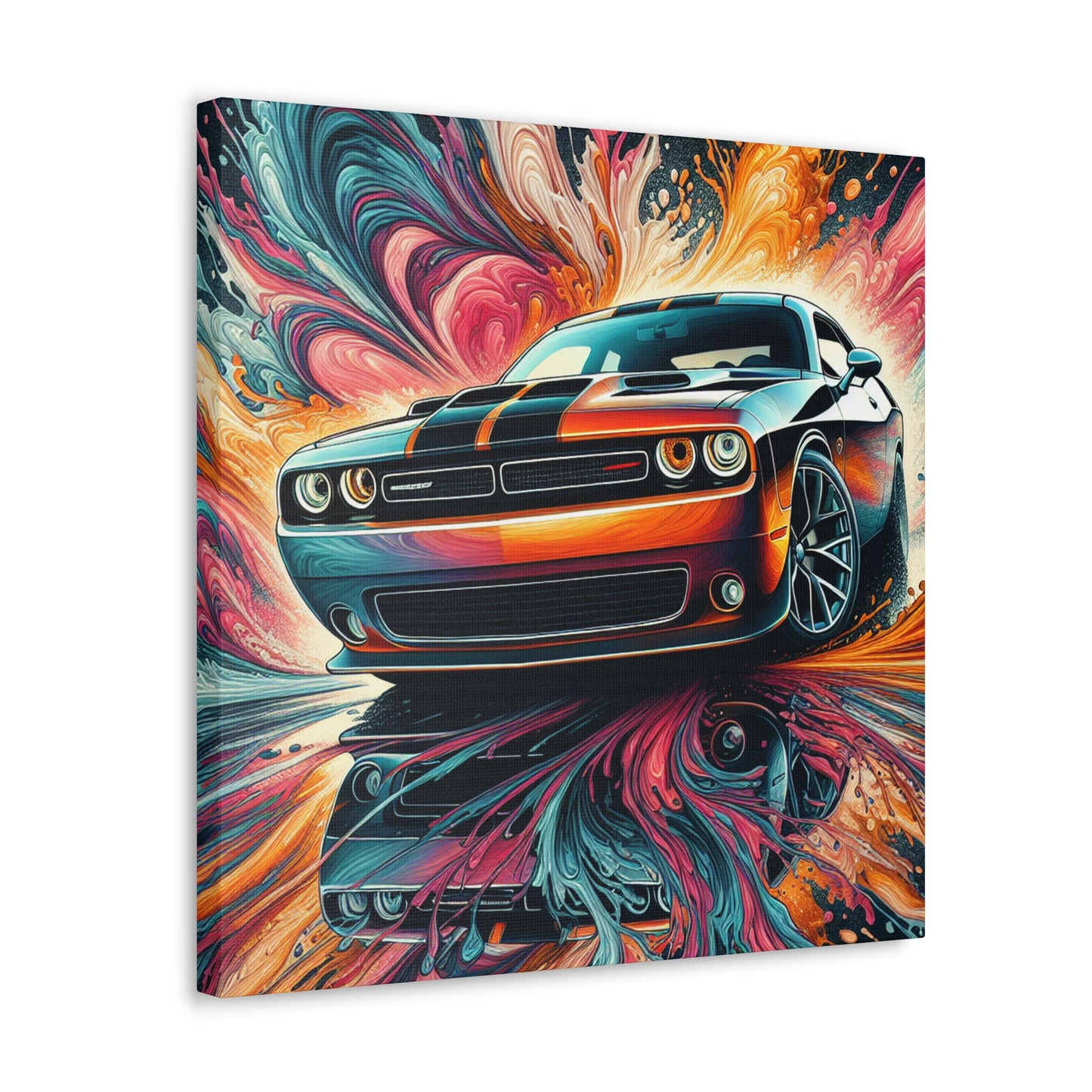 Vintage Dodge Challenger Wall Art, Handmade Car Canva Painting, Automotive Decor, Collector's Item, Must-Have for Car Enthusiasts, Home Decor