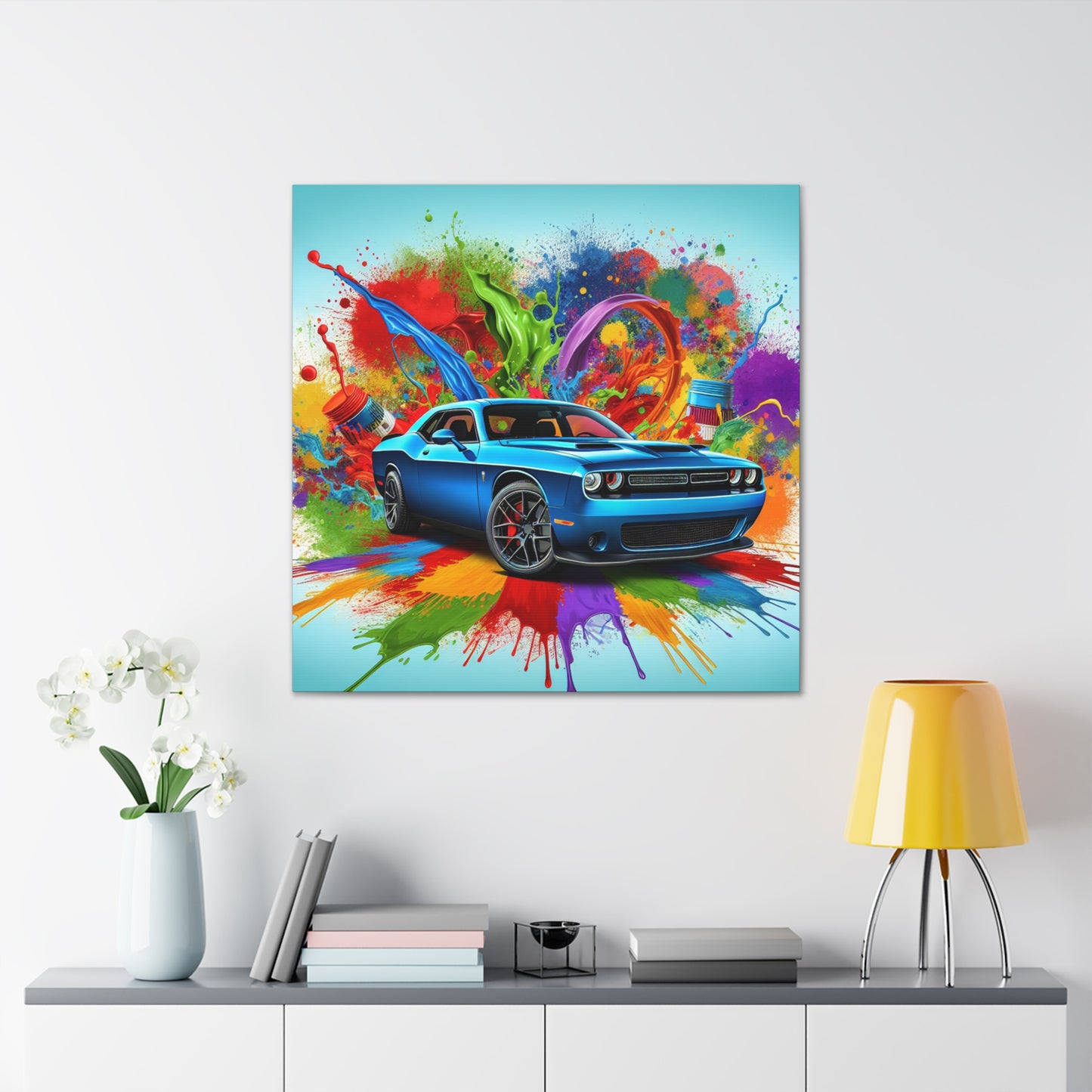 Dodge Challenger Wall Art, Car Canva Painting, Unique Home Decor, Automotive Art, Muscle Car Enthusiast Gift, Modern Bedroom Office Decor