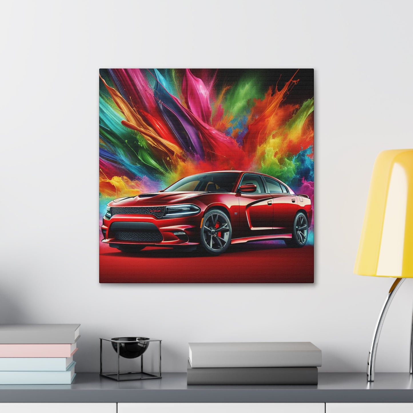 Vintage Dodge Charger Wall Art, Classic Car Canvas Painting, Automobile Decor, Perfect Gift for Car Enthusiasts and Collector's Item