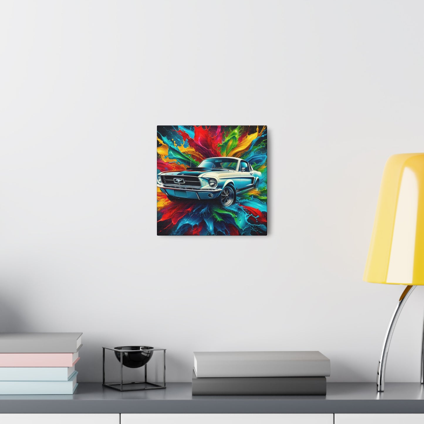 Ford Mustang Wall Art Canva Painting - Classic Car Decor, Muscle Car Artwork, Garage or Man Cave Decoration, Unique Car Lover Gift