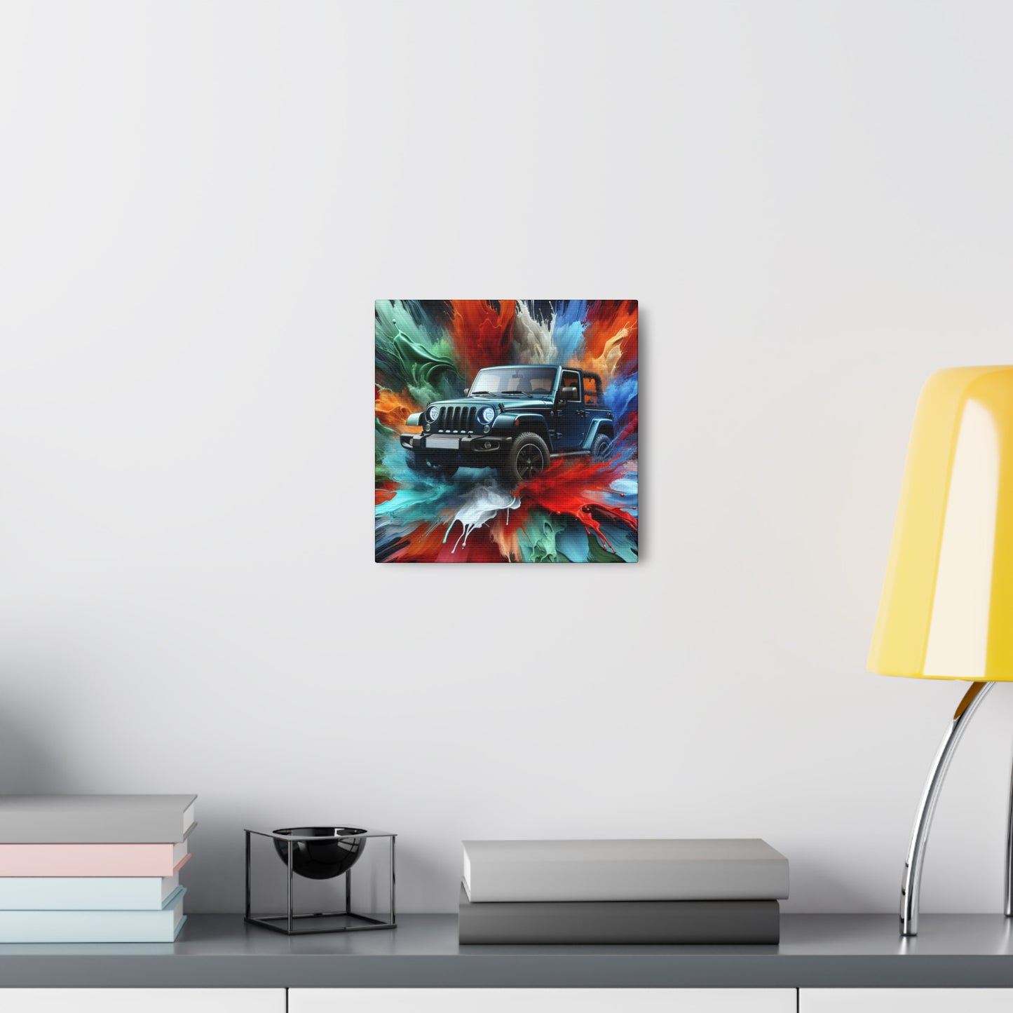 Jeep Wrangler Wall Art - Canva Painting, Car Artwork, Off-Road Vehicle Decor, Vintage Style Gift for Jeep Enthusiasts and Home Decoration