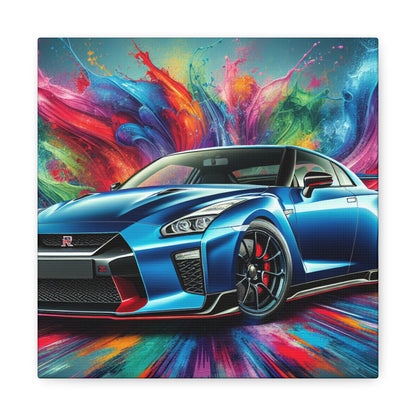 Nissan GT-R Car Wall Art Canva - Sports Car Lovers Decor, Hand Painted Modern Painting, Perfect Gift for Car Aficionados