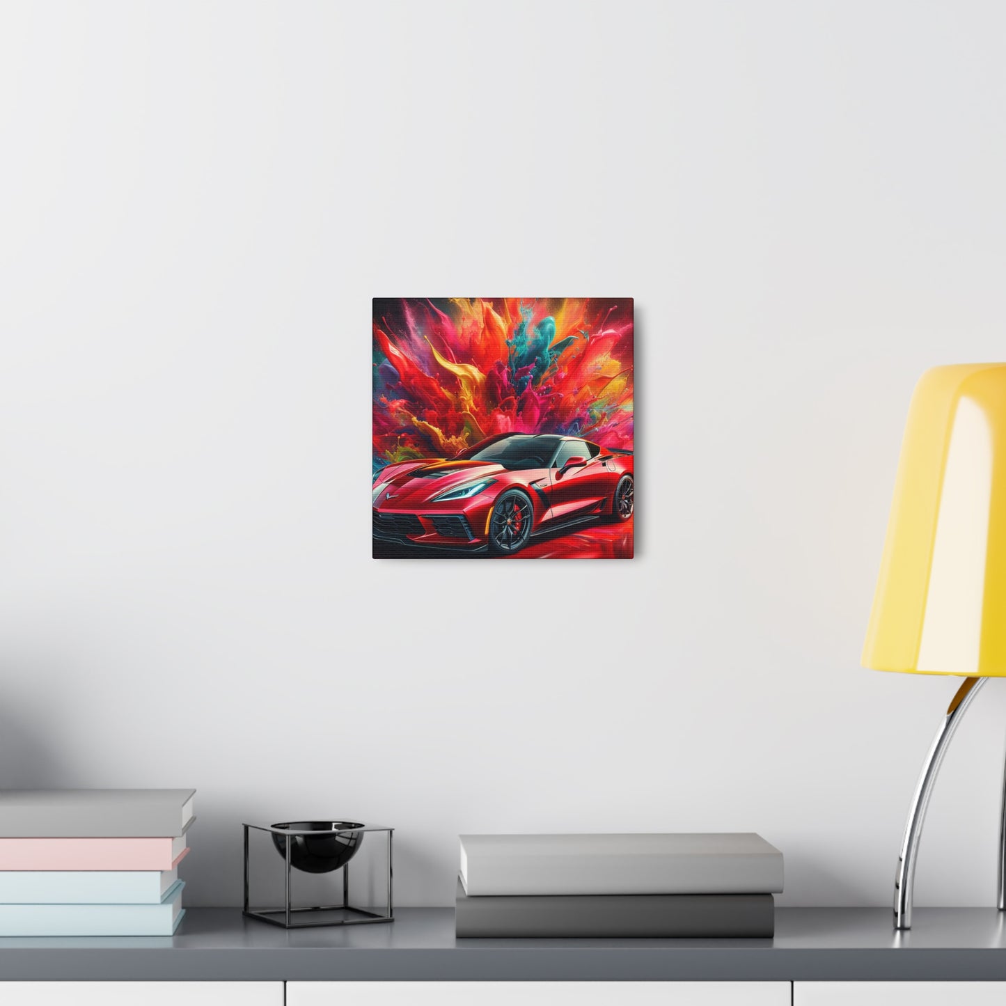 Chevrolet Corvette Canva Painting - Handmade Wall Art, Unique Car Themed Decor, Perfect Gift for Car Enthusiasts and Collectors