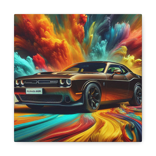 Dodge Challenger Canva Painting, Muscle car Wall Art, Boys Room Decor, Vintage Car Lover Gift, Auto Enthusiast Canvas, Home Garage Wall Decor