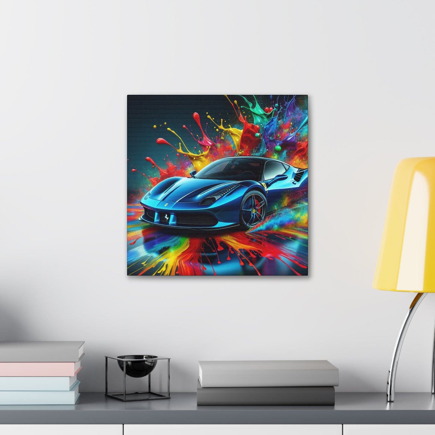 Ferrari Car Canva Painting, Luxury Sports Car Wall Decor, Unique Gift for Car Enthusiasts, High-quality Modern Home and Office Artwork