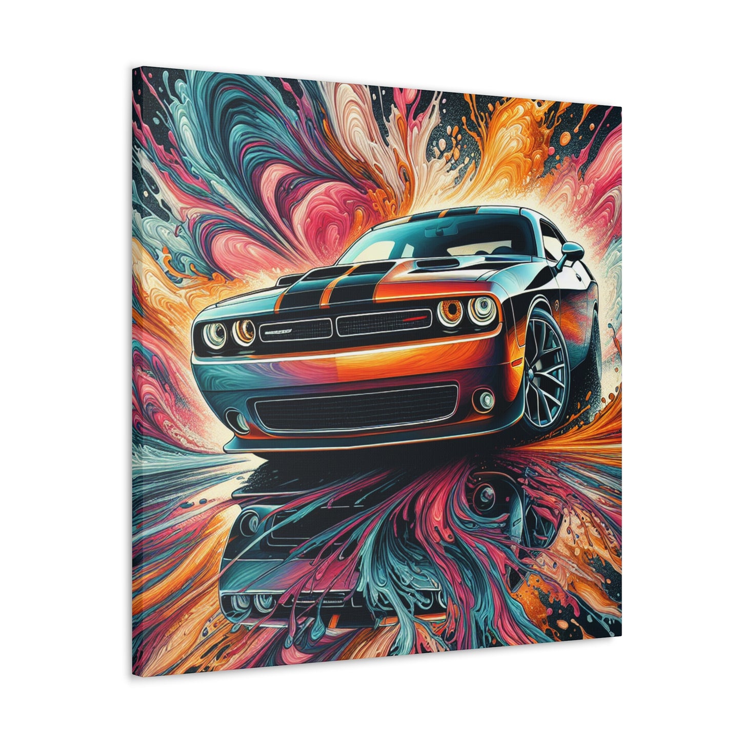 Vintage Dodge Challenger Wall Art, Handmade Car Canva Painting, Automotive Decor, Collector's Item, Must-Have for Car Enthusiasts, Home Decor