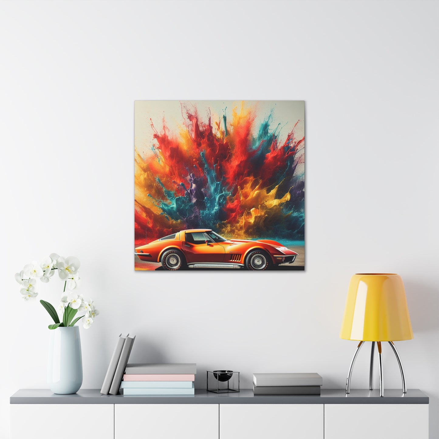 Chevrolet Corvette Canva Painting - Luxury Car Art, Wall Decor - Gift for Car Enthusiast, Perfect for Man Cave or Garage