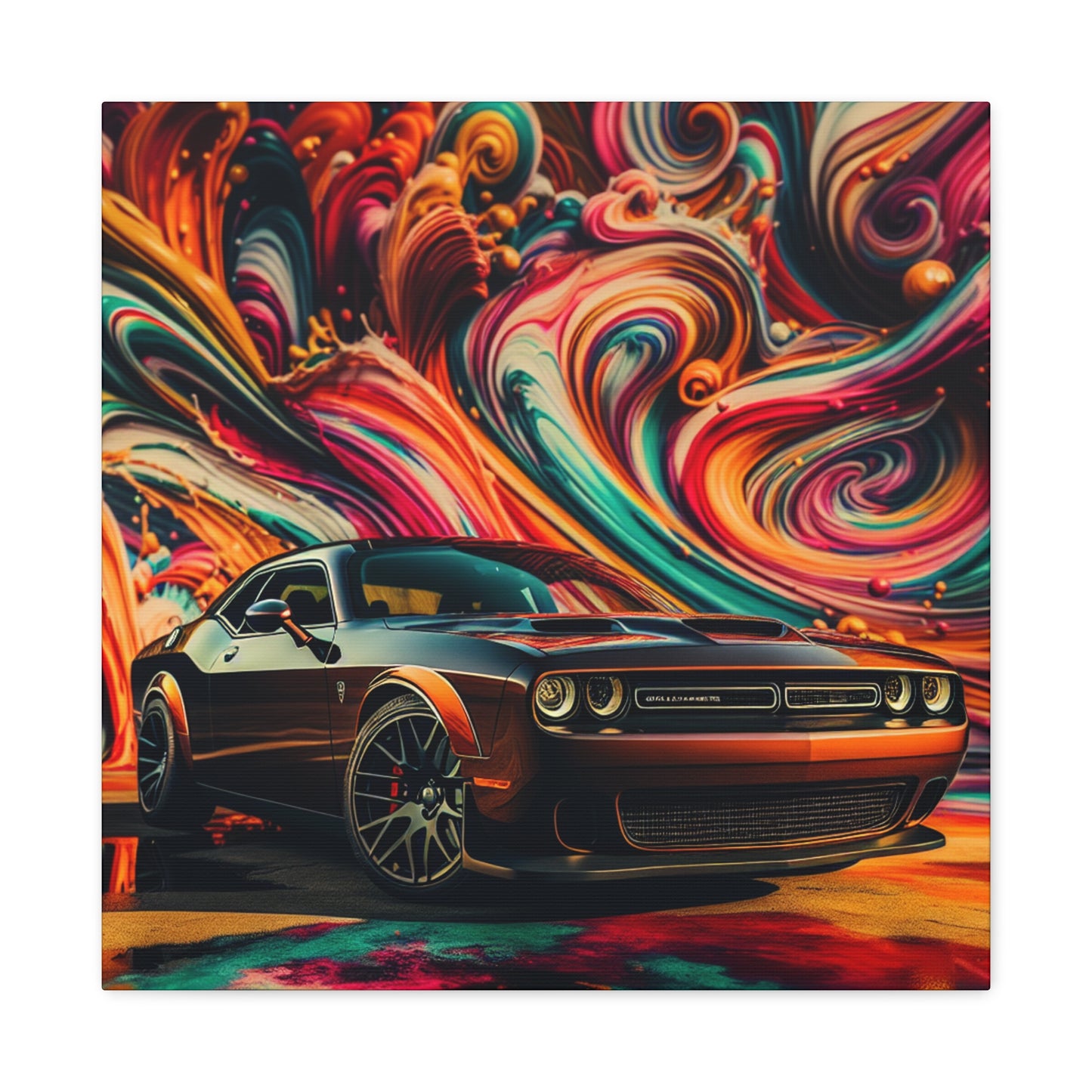 Dodge Challenger Wall Art, Classic Car Canva Painting, Garage Decor, Car Enthusiast Gift, Muscle Car Artwork, Contemporary Wall Decoration