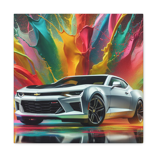 Chevrolet Camaro Wall Art - Vintage Car Canvas Painting, Classic Vehicle Decor, Auto Enthusiast Gift, Man Cave and Garage Decorations