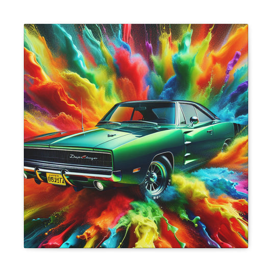 Dodge Charger Canva Wall Art - Hand-Painted Luxury Car Canvas Painting - Perfect Gift for Auto Enthusiasts and Collectors