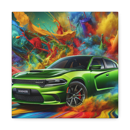 Vintage Inspired Dodge Charger Art Canva Painting, Large Wall Hanging Home Decor, Ideal for Car Lovers and Collectors