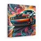 Vintage Dodge Challenger Wall Art, Handmade Car Canva Painting, Automotive Decor, Collector's Item, Must-Have for Car Enthusiasts, Home Decor