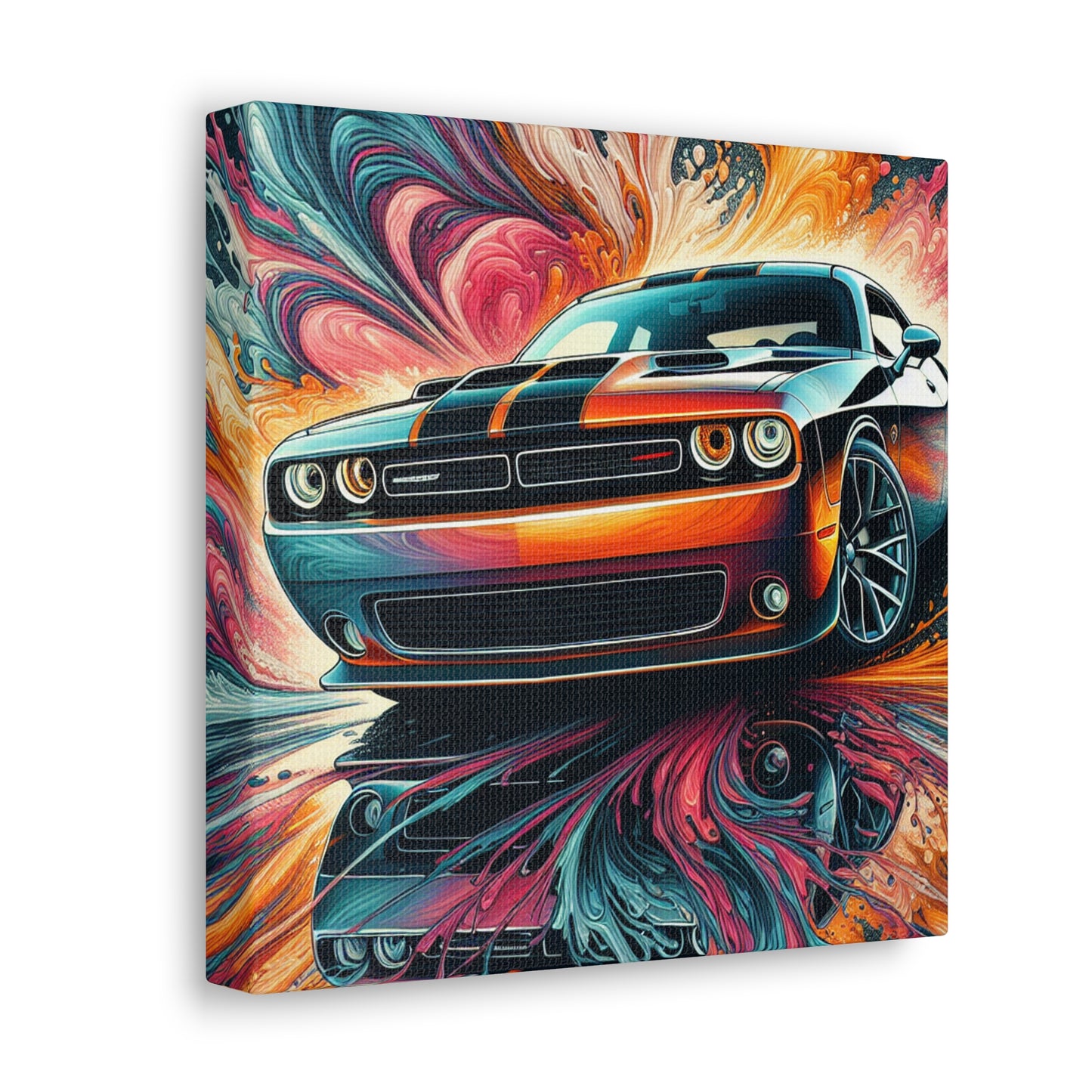 Vintage Dodge Challenger Wall Art, Handmade Car Canva Painting, Automotive Decor, Collector's Item, Must-Have for Car Enthusiasts, Home Decor