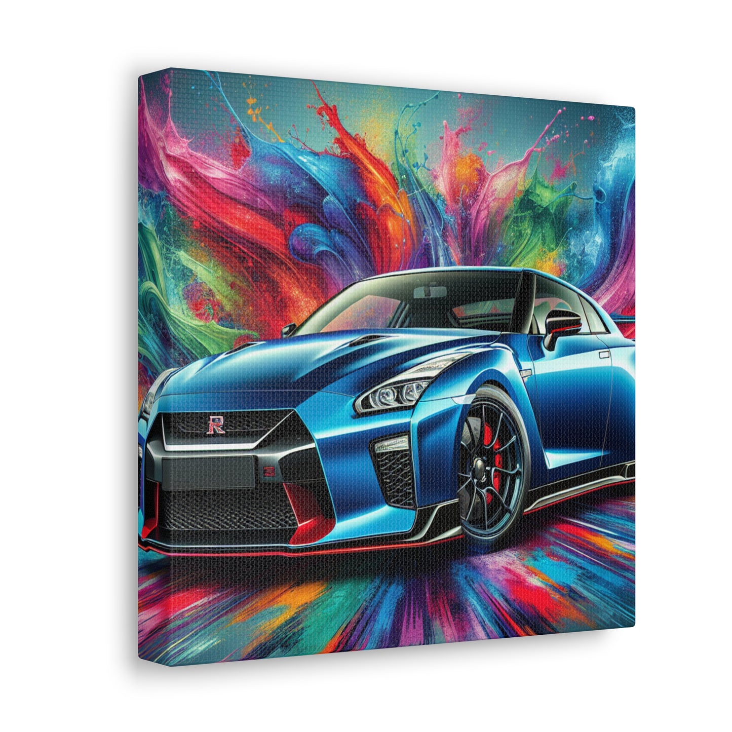 Nissan GT-R Car Wall Art Canva - Sports Car Lovers Decor, Hand Painted Modern Painting, Perfect Gift for Car Aficionados