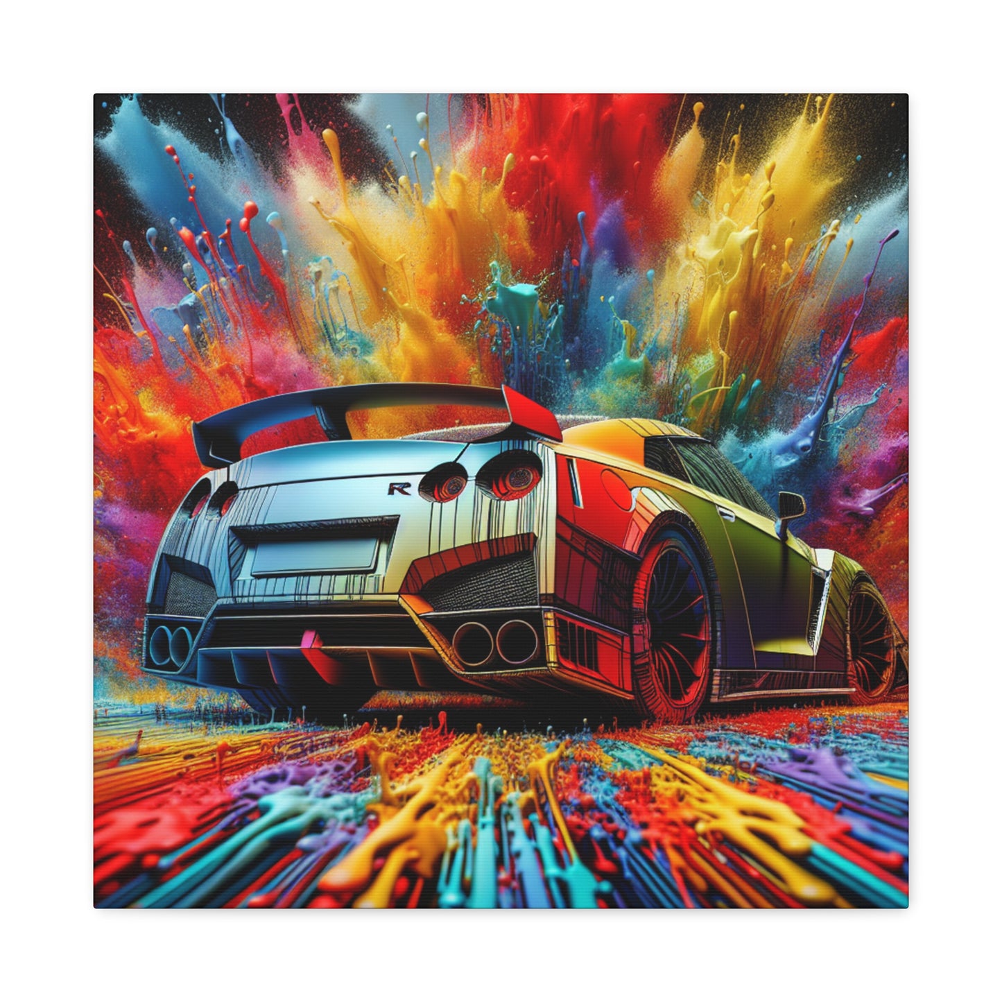 Nissan GT-R Canva Painting, Exquisite Wall Decor, Car Enthusiast Gift, Automotive Art, Racing Theme Room, Handmade GT-R Canva Print