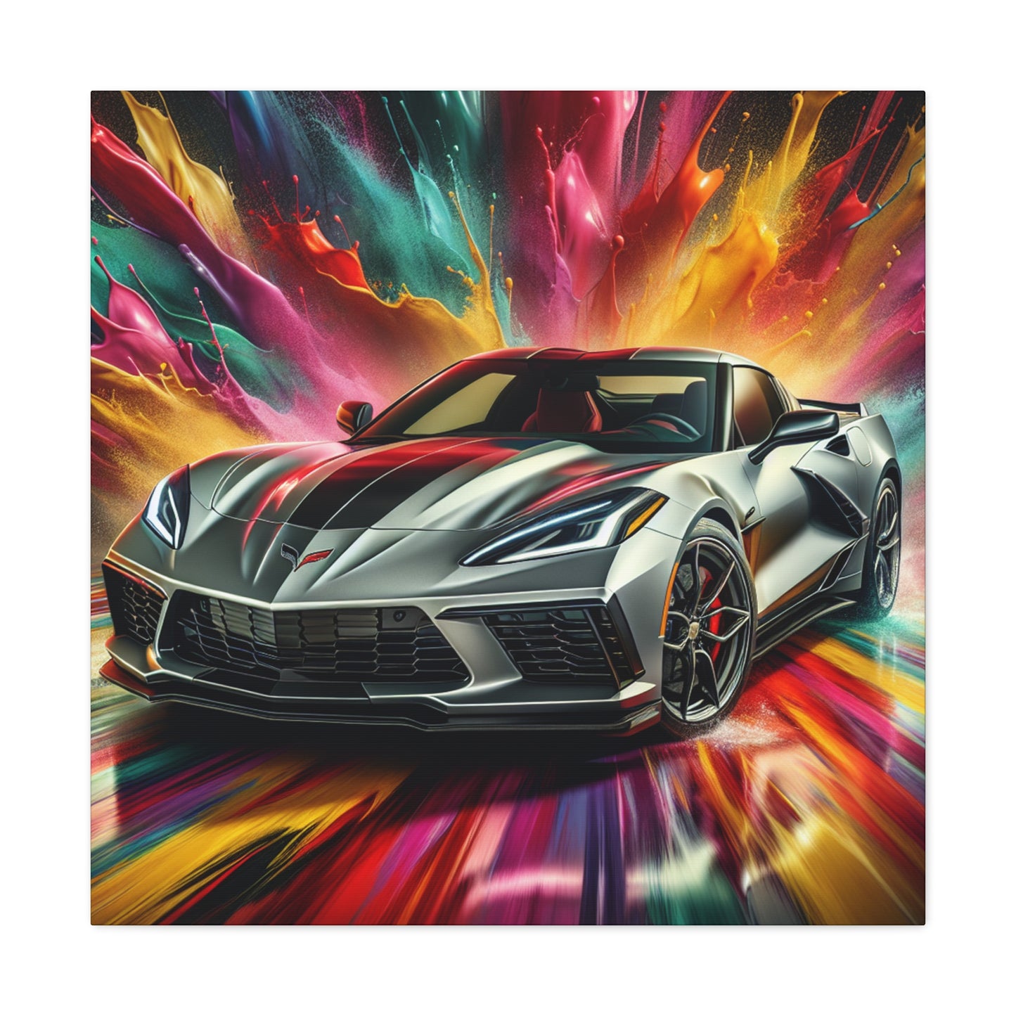 Chevrolet Corvette Canva Wall Art - Rustic Home Decor, Car Lover Gift, Unique Anniversary or Birthday Present, Auto Garage Decoration