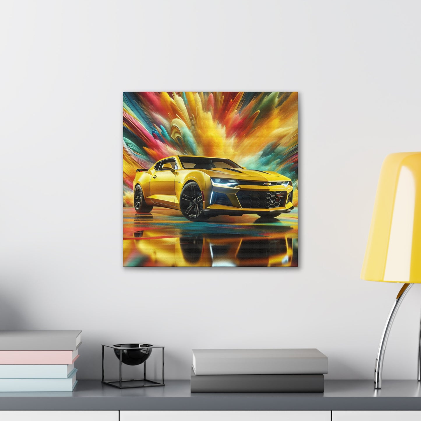 Chevrolet Camaro Wall Art Canva Painting - Classic Car, Automobile Decor, Unique Handmade Gift for Car Lovers and Enthusiasts