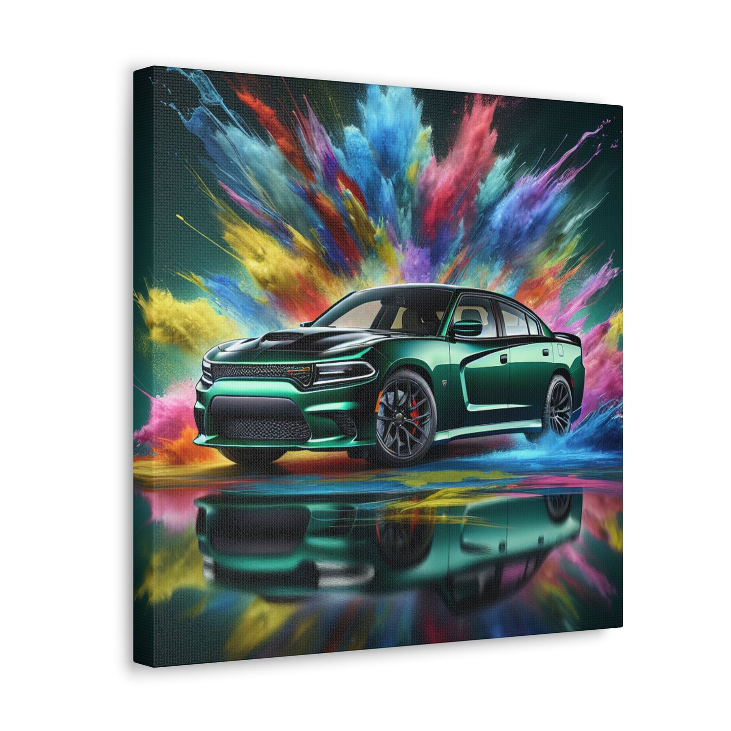 Vintage Dodge Charger Car Canva Painting - Classic Automobile Wall Art for Garage, Car Enthusiast Gift, Home Decor