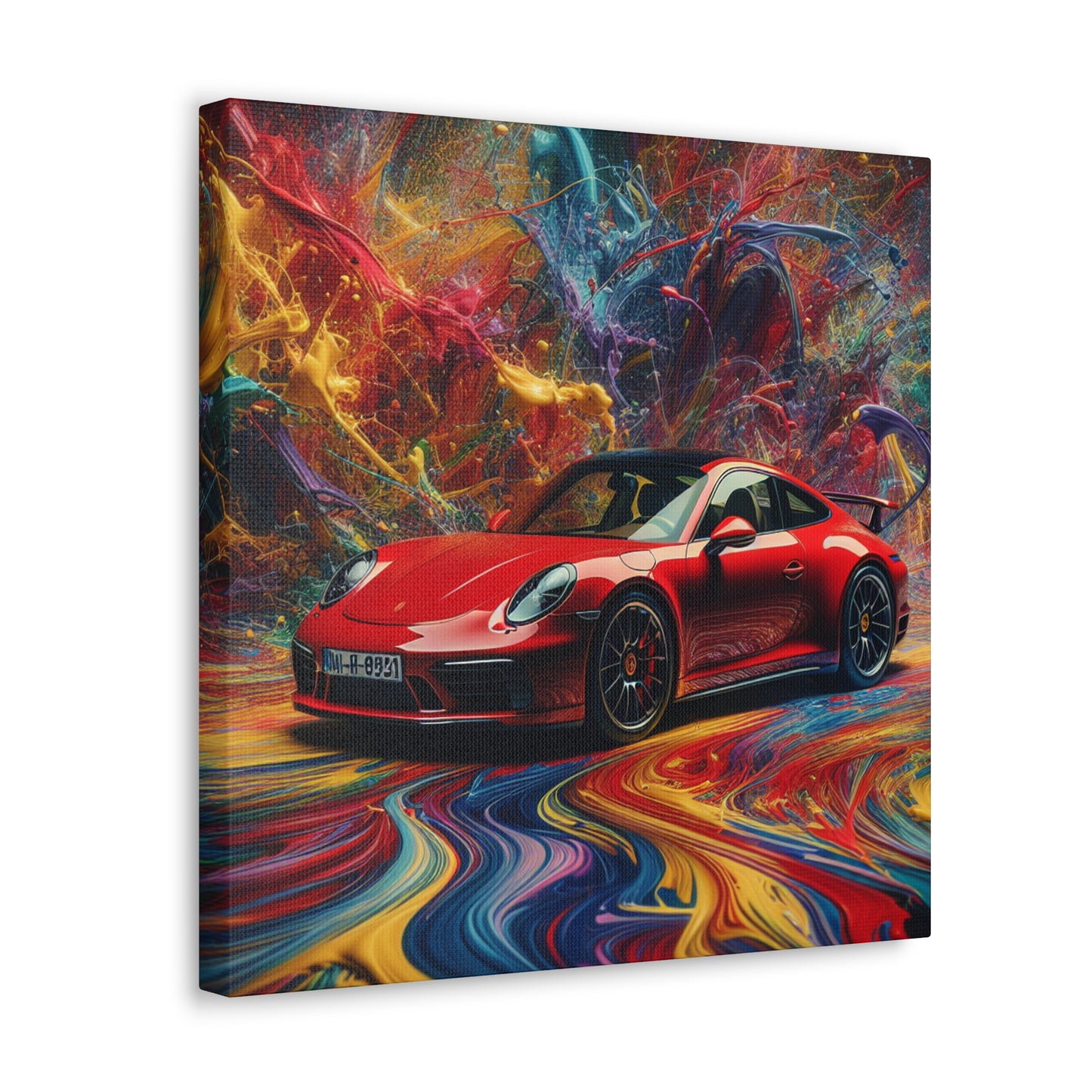 Porsche 911 Canva Painting, Handmade Car Artwork, Auto Wall Decor, Luxury Car Enthusiast and Collector Gift, Modern Home Office Decoration