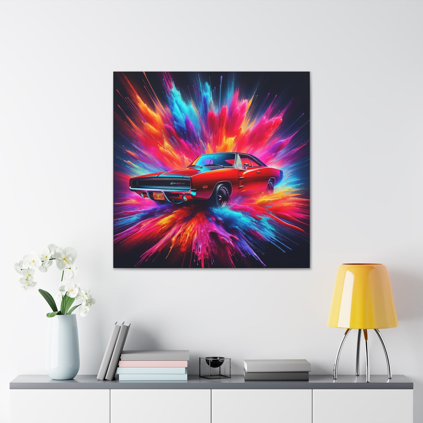 Dodge Charger Wall Art - Vintage Style Car Canva, Perfect for Man Cave, Gift for Car Enthusiasts and Classic Car Lover